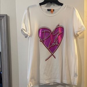 Dolce & Gabanna White Tee with Pink Heart Design